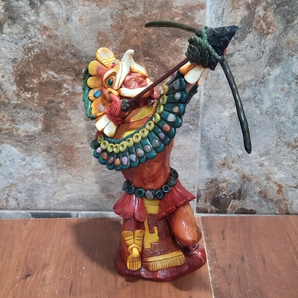 Aztec Eagle Warrior Bow and Arrow Mexican Stone Sculpture - Picture 6 of 12